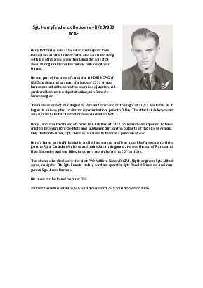 A preview of a PDF biography for Bottomley, Harry Frederick